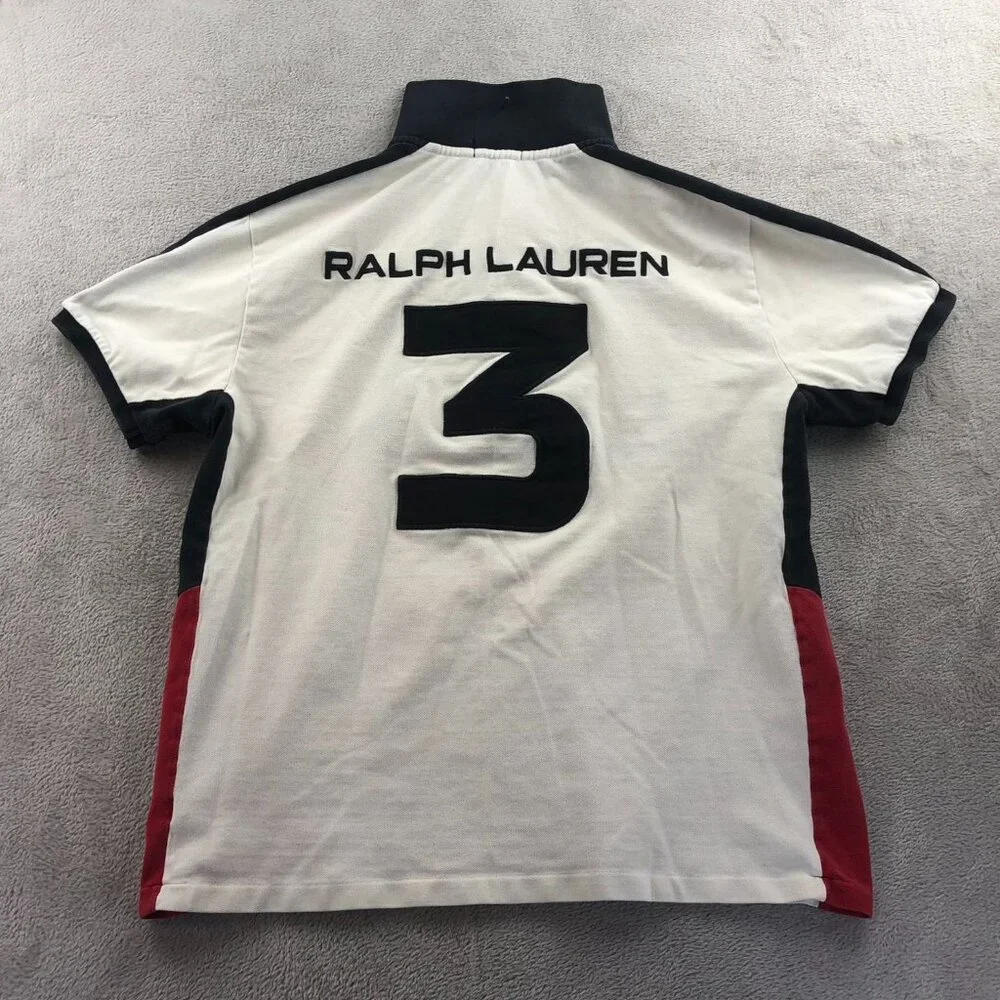 Polo Ralph Lauren Mens Polo Shirt XL White Embroidered USA Custom Fit Casual Top